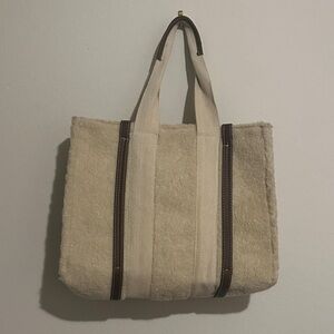 Stylish Cream and Brown Men's Tote Bag